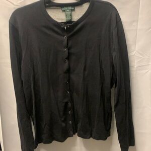 Ralph Lauren front snap black sweat jacket